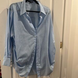 Blue button up side tie